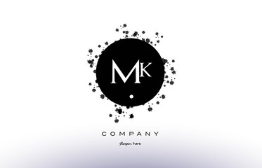 mk m k  circle grunge splash alphabet letter logo vector icon template