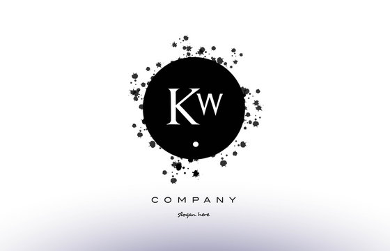 kw k w  circle grunge splash alphabet letter logo vector icon template