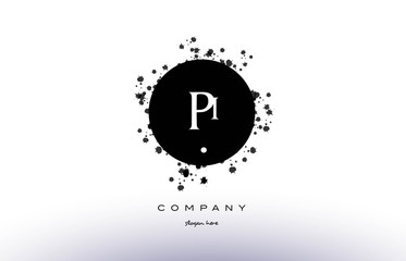 pi p i  circle grunge splash alphabet letter logo vector icon template