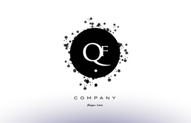 qf q f  circle grunge splash alphabet letter logo vector icon template