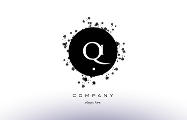 qi q i  circle grunge splash alphabet letter logo vector icon template