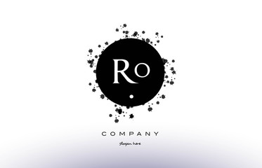 ro r o  circle grunge splash alphabet letter logo vector icon template