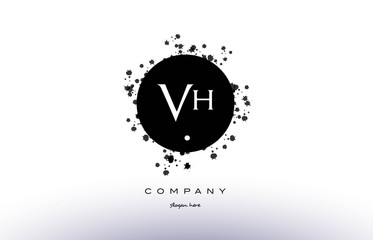 vh v h  circle grunge splash alphabet letter logo vector icon template
