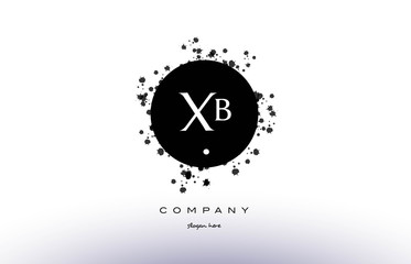 xb x b  circle grunge splash alphabet letter logo vector icon template