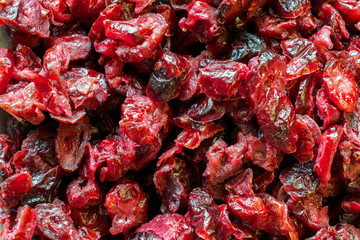 Red dried cranberries-food texture or background