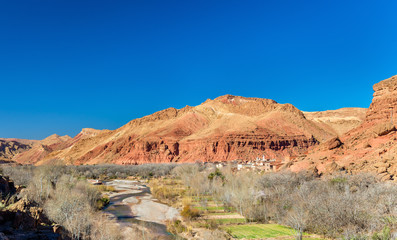 Landscape of the Assif Mgoun Valley at Bou Tharar in Morocco