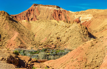 Landscape of the Assif Mgoun Valley at Bou Tharar in Morocco
