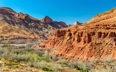 Landscape of the Assif Mgoun Valley at Bou Tharar in Morocco