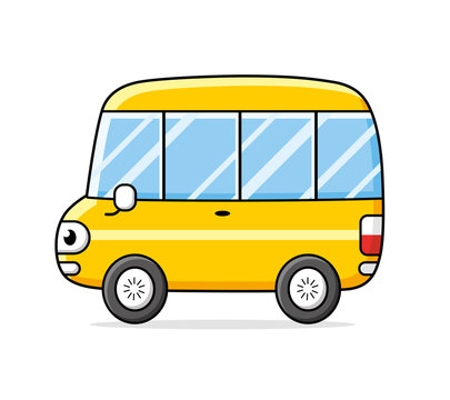 Yellow bus isolated.
