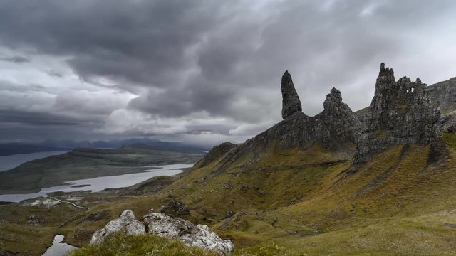 Rainy Dramatic Clouds over Scottish Highlands in Isle of Skye