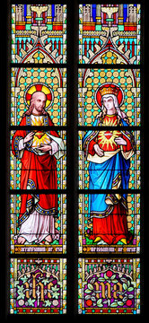 Stained Glass - Sacred Heart of Jesus and Most Pure Heart of Mary