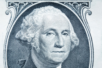 Close up of one dollar, United states money closeup, US president George Washington closeup, finance concept
