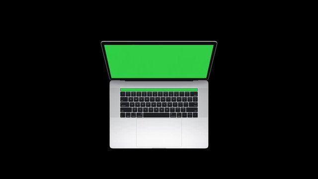 4K Blank Touch Bar on Laptop Green Screen on Black Background