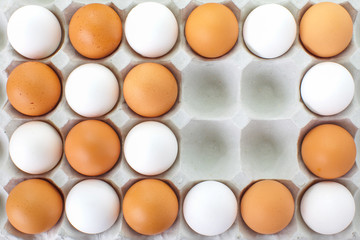 Close up Fresh eggs in box carton