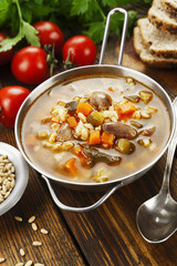 Rassolnik with chicken giblets