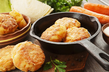 Vegetarian cutlets with cabbage and carrot