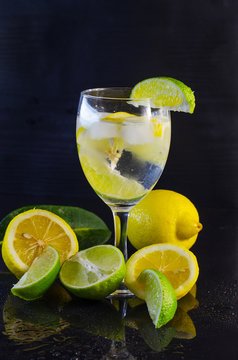 Lemon water and citrus fruits