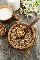 Buckwheat porridge in the ceramic pot