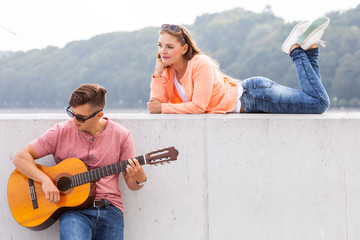 Guitarist and his muse.