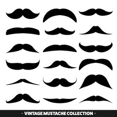 Fototapeta na wymiar Mustache isolated on white. Black vector vintage moustache. Facial hair.Barber shop. Retro collection. Hipster beard.