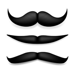 Mustache isolated on white. Black vector vintage moustache. Facial hair.Barber shop. Retro collection. Hipster beard.