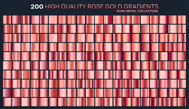 Rose gold gradient,pattern,template.Set of colors for design,collection of high quality gradients.Metallic texture,shiny background.Pure metal.Suitable for text ,mockup,banner, ribbon or ornament.