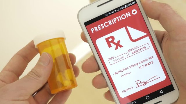 Smartphone with prescription app.