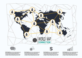 World Map and Connection, vector illustration.