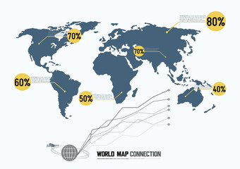 World Map and Connection., vector illustration