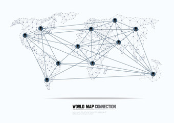 World Map and Connection., vector illustration