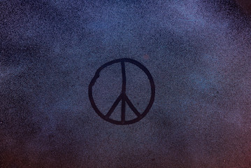 Peace sign draw on frozen window