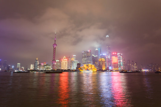 Modern city night scene, skyscraper in shanghai,chian © clearjade