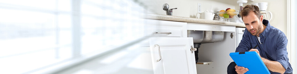 Plumber with clipboard.