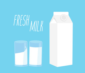 Glass of milk and pack box