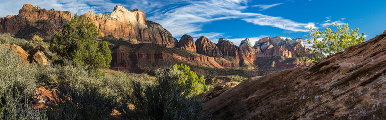Morning light panorama of Zion National Park