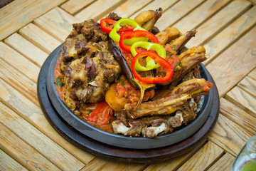 Elegant meat dish. Ribs.