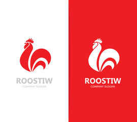 Vector of red fire rooster and cock logo combination. Unique bird and cockerel design element for new year 2017 greeting cards © Lifeking