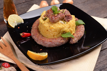 Saffron risotto with sausage
