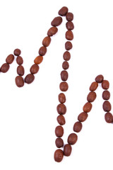 Cardiogram line of roasted coffee grains, medicine and healthcare concept