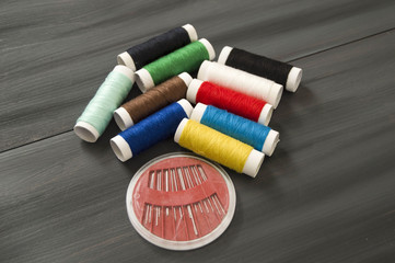 Sewing needle and colored spool yarns, multicolored spool yarns, sewing and sewing needles,...