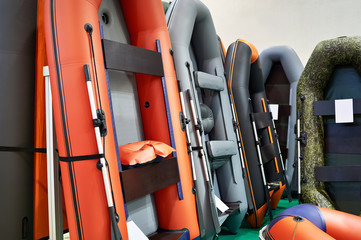 Rubber inflatable boats for fishing in sport store