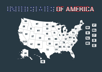 Fototapeta na wymiar United States of America Map, vector illustration