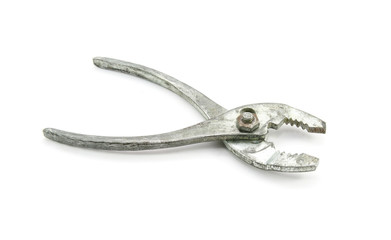 Old pliers isolated on white background