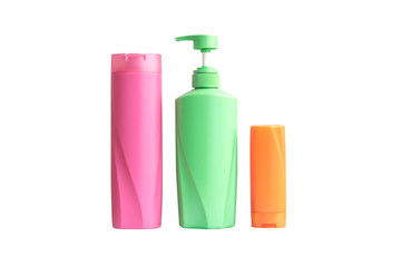 Set of plastic bottle shampoo isolated on white background with clipping paths