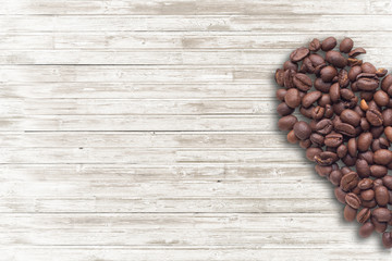 Coffee beans in form of number eight and orchids on beautifull background. International women's day. 8th march