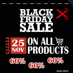 Black Friday, Big Sale, creative template on flat design