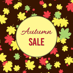 Autumn fall sale poster with maple leaves