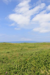 うっすらと島影が見える利尻島(北海道)