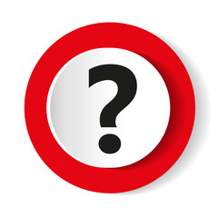 Question icon on red background. Vector illustration.