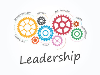 Leadership with Gear Concept. Infographic Template. Vector Illustration.